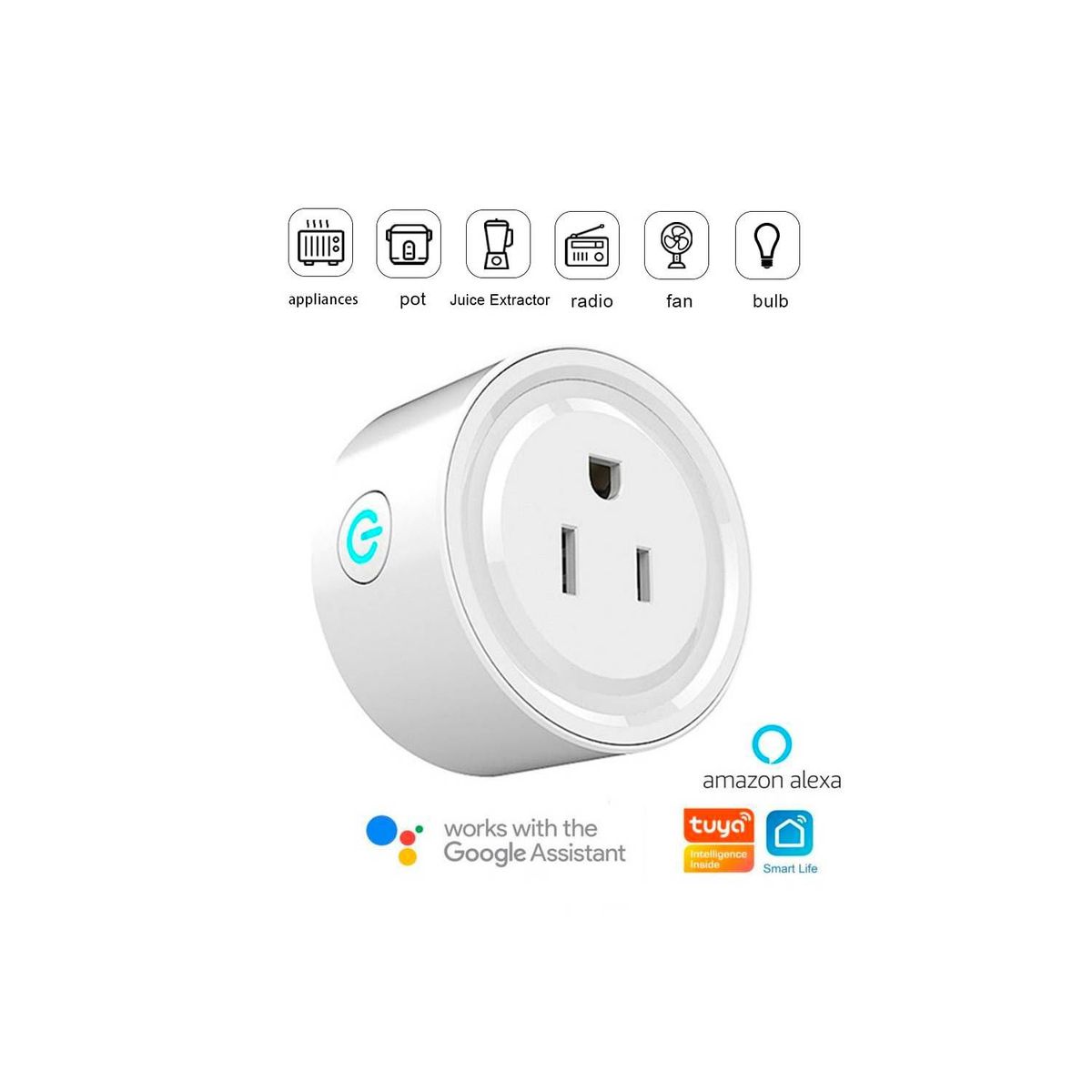 GENERICO - Enchufe Inteligente Smart Wifi Mini con Google Home Assitant y Alexa