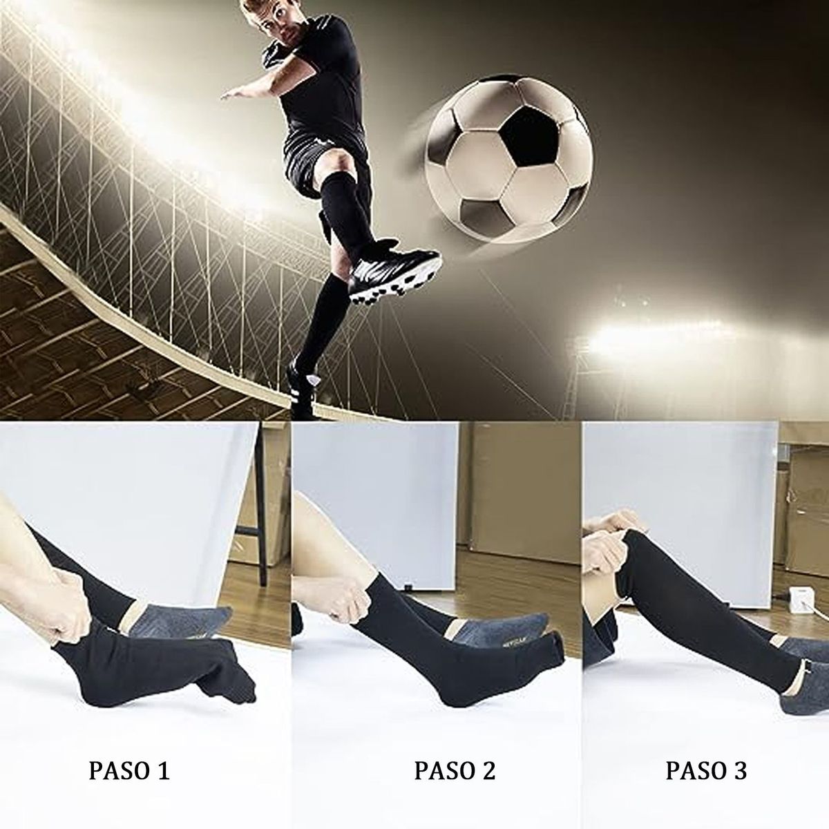 GENERICO - Medias Deportivas Cortadas de Fútbol Sin Pies - Blanco