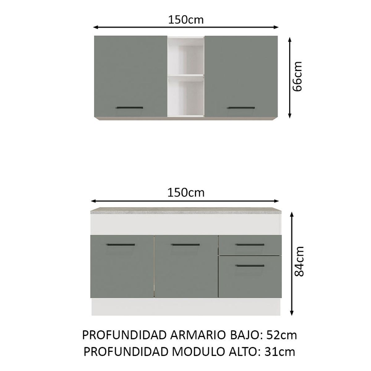 MADESA - Mueble de Cocina Integral Agata 150 cm - Con Encimera 01
