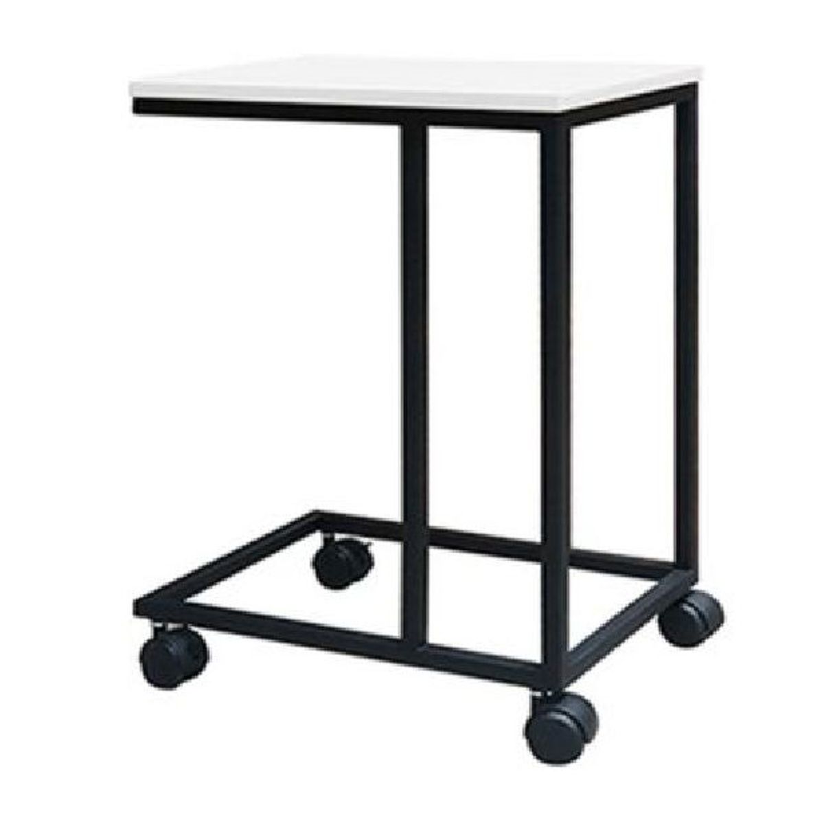 ZIYAZ - Escritorio Auxiliar Tipo C Con GARRUCHA 50x30x45 BLANCO - B NEGRO