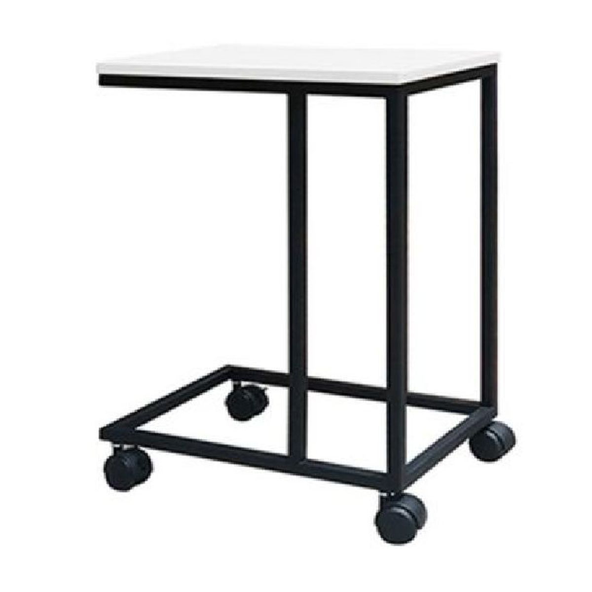 ZIYAZ - Escritorio Auxiliar Tipo C Con GARRUCHA 50x30x45 BLANCO - B NEGRO