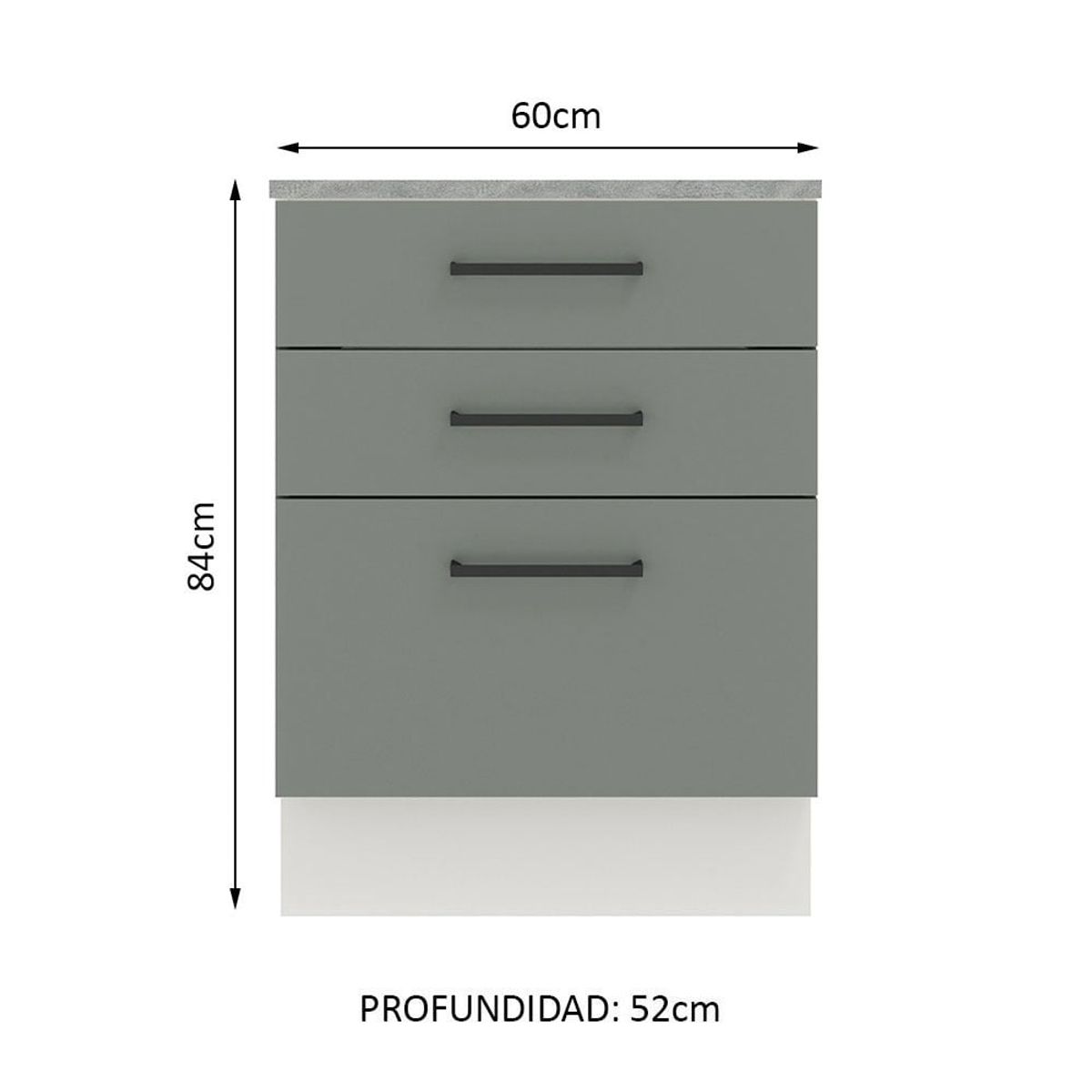 MADESA - Mueble de Cocina Agata 60 cm 3 Cajones