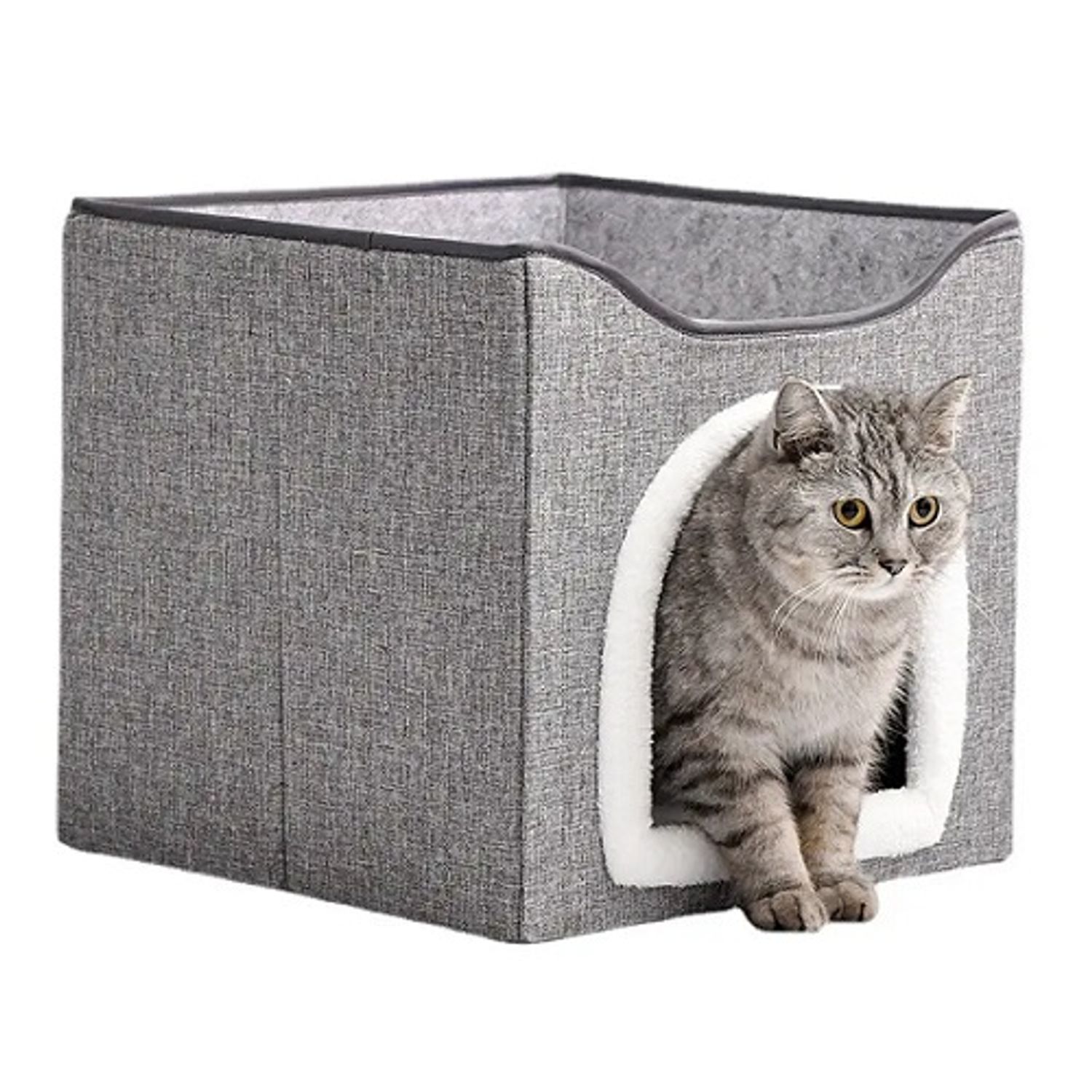 Cama cerrada para gato tipo cubo Gris GENERICO