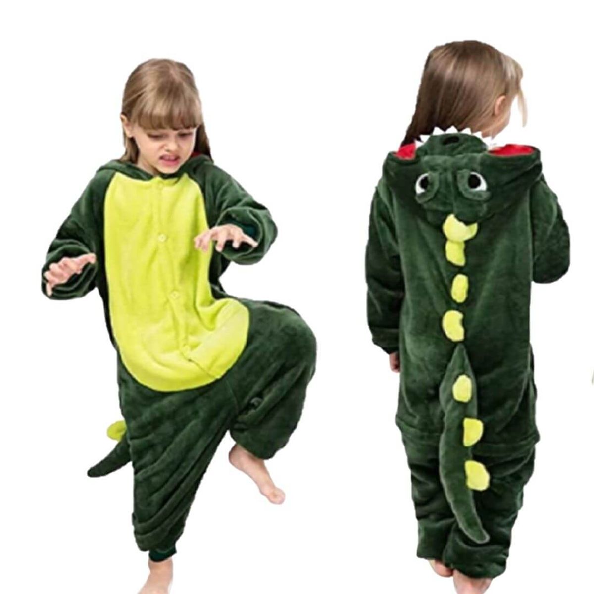 GENERICO - Pijama Dinosario Onesie Verde Niños Disfraz Dinosaurio