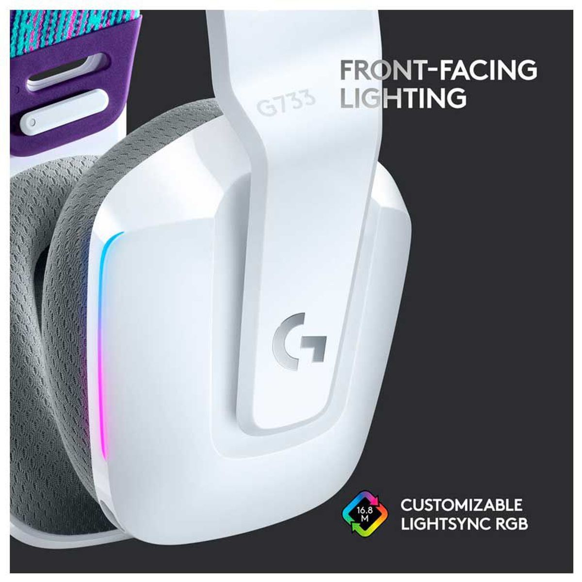 LOGITECH - Audífono Logitech G733 Inalámbrico Luz RGB Liviano Batería - Blanco