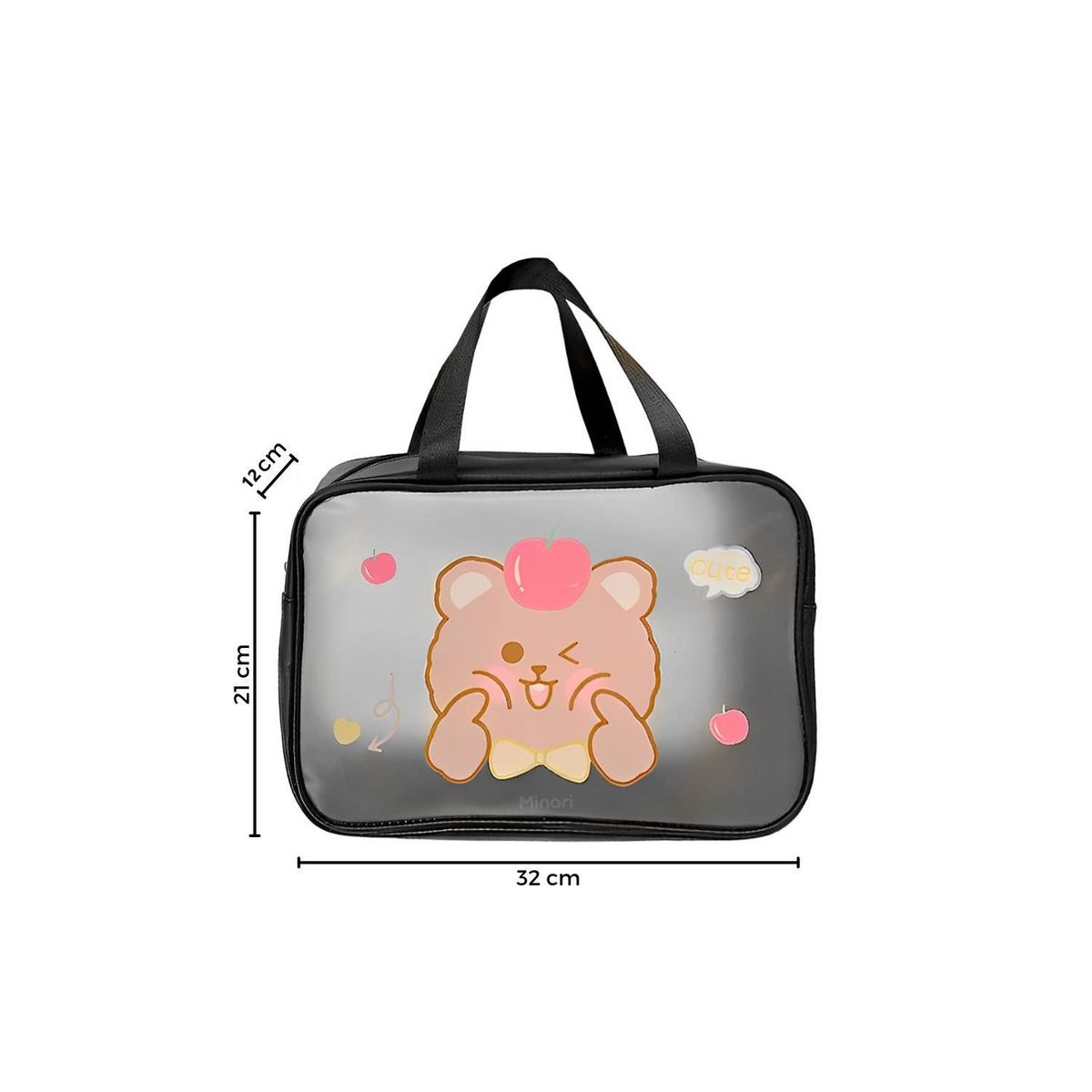 GENERICO - Bolsa de Maquillaje estuche neceser con diseño 31x21x12 - Negro