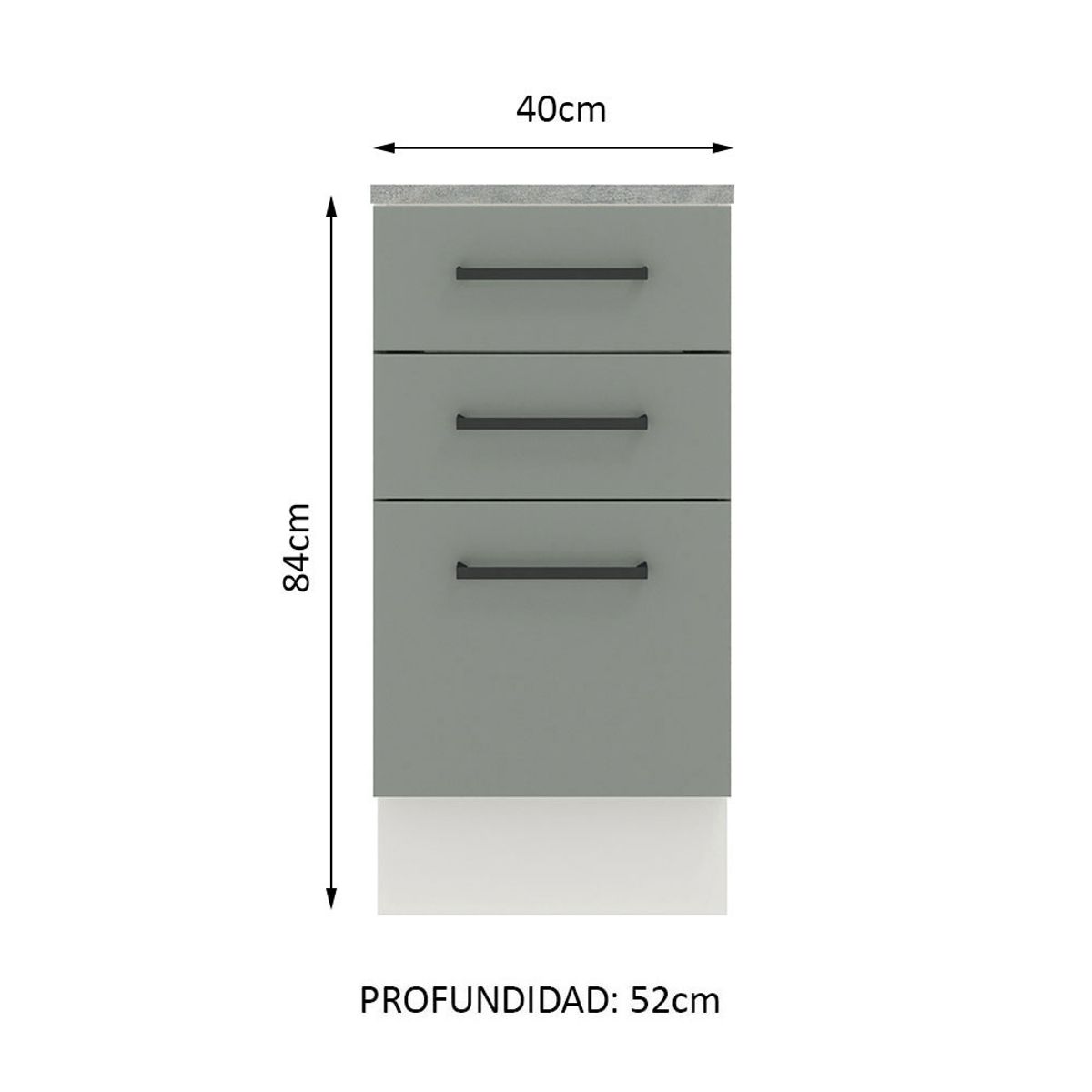 MADESA - Mueble de Cocina Agata 40 cm 3 Cajones
