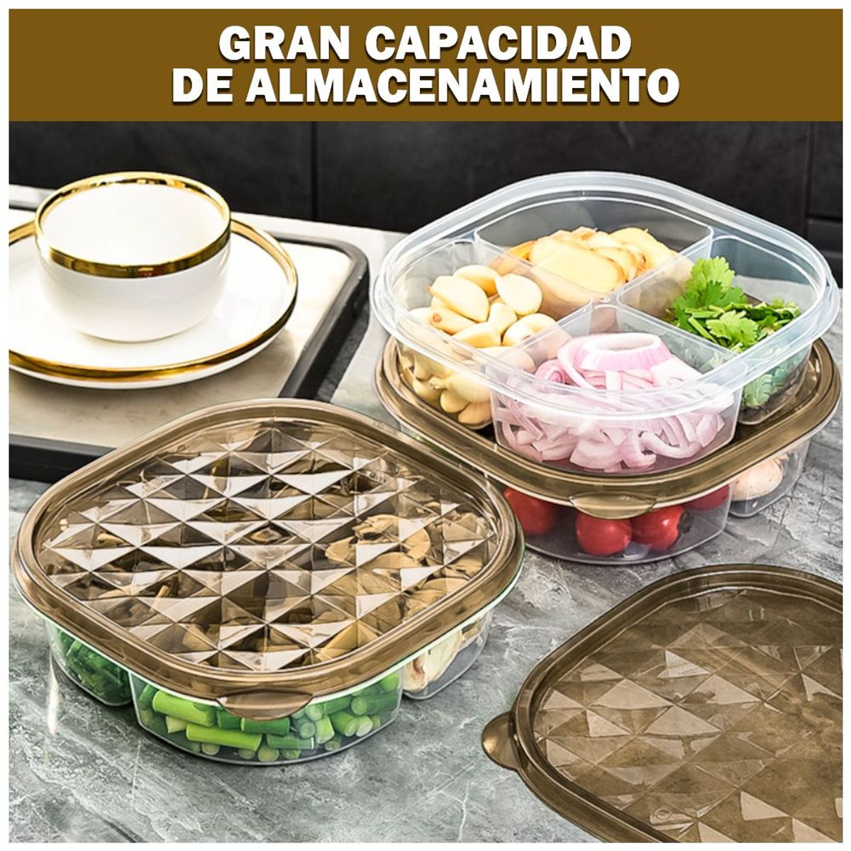 KELLER - Escurridor de Platos Premium 65cm 2 Niveles Y Táper 4 Divisione N03 MR