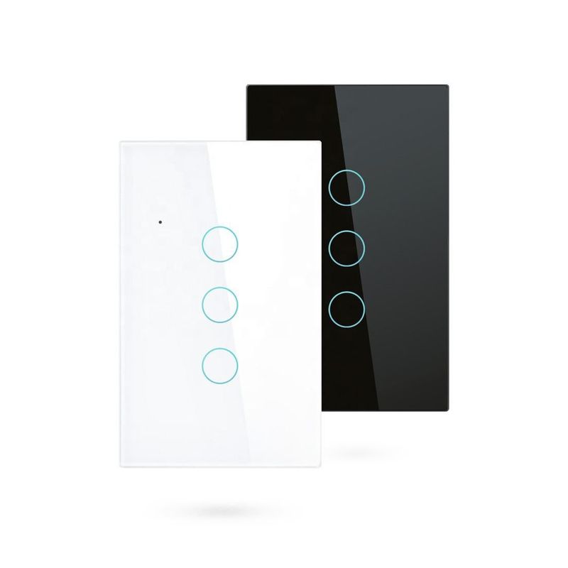 GENERICO - Interruptor Inteligente WiFi Simple 3 Botones Conmutable Negro