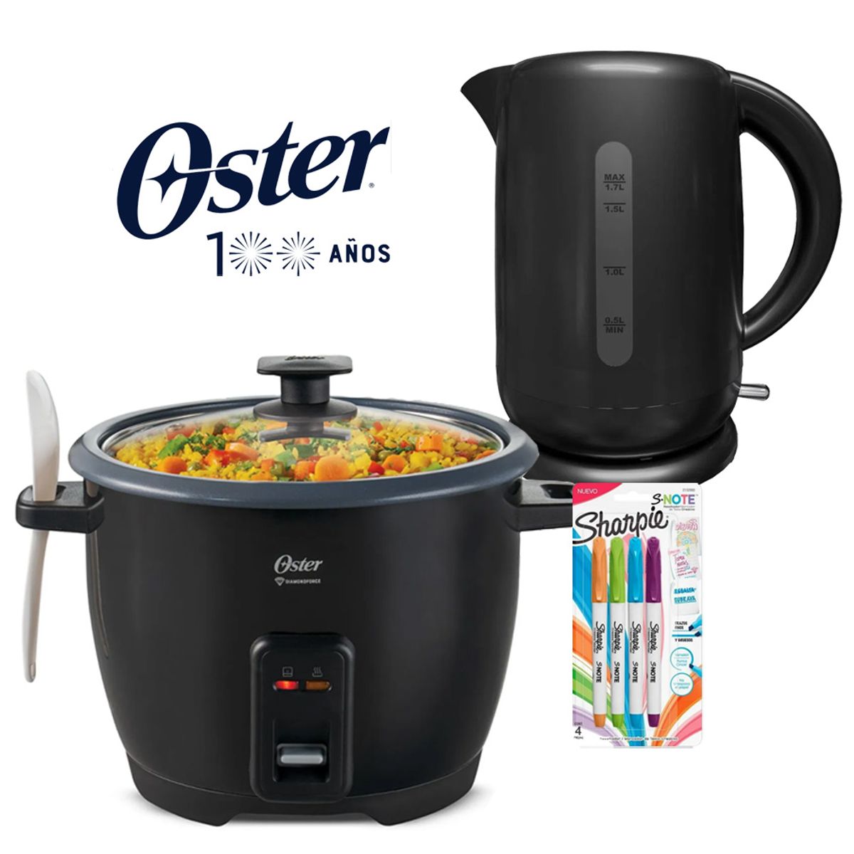 OSTER - Kit Hervidor Eléctrico Oster BVSTKT3101  mas arrocera CKSTRCB10DFBLK