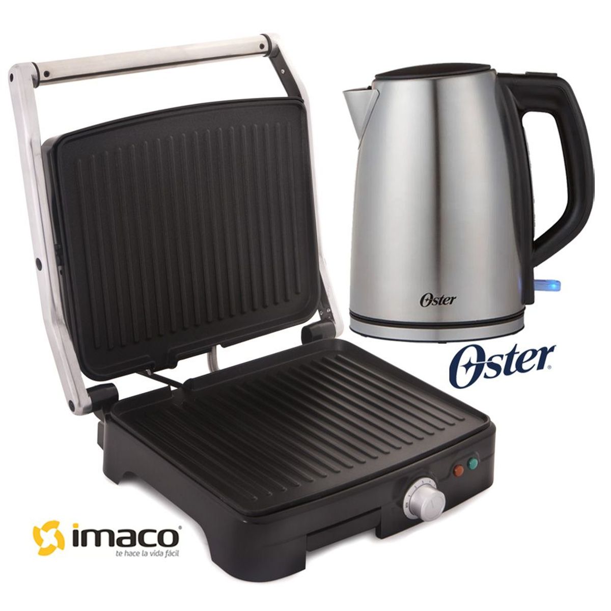 IMACO - Grill Panini Imaco IG2923 + Hervidor BVSTKT673SS Oster 1.7 litros