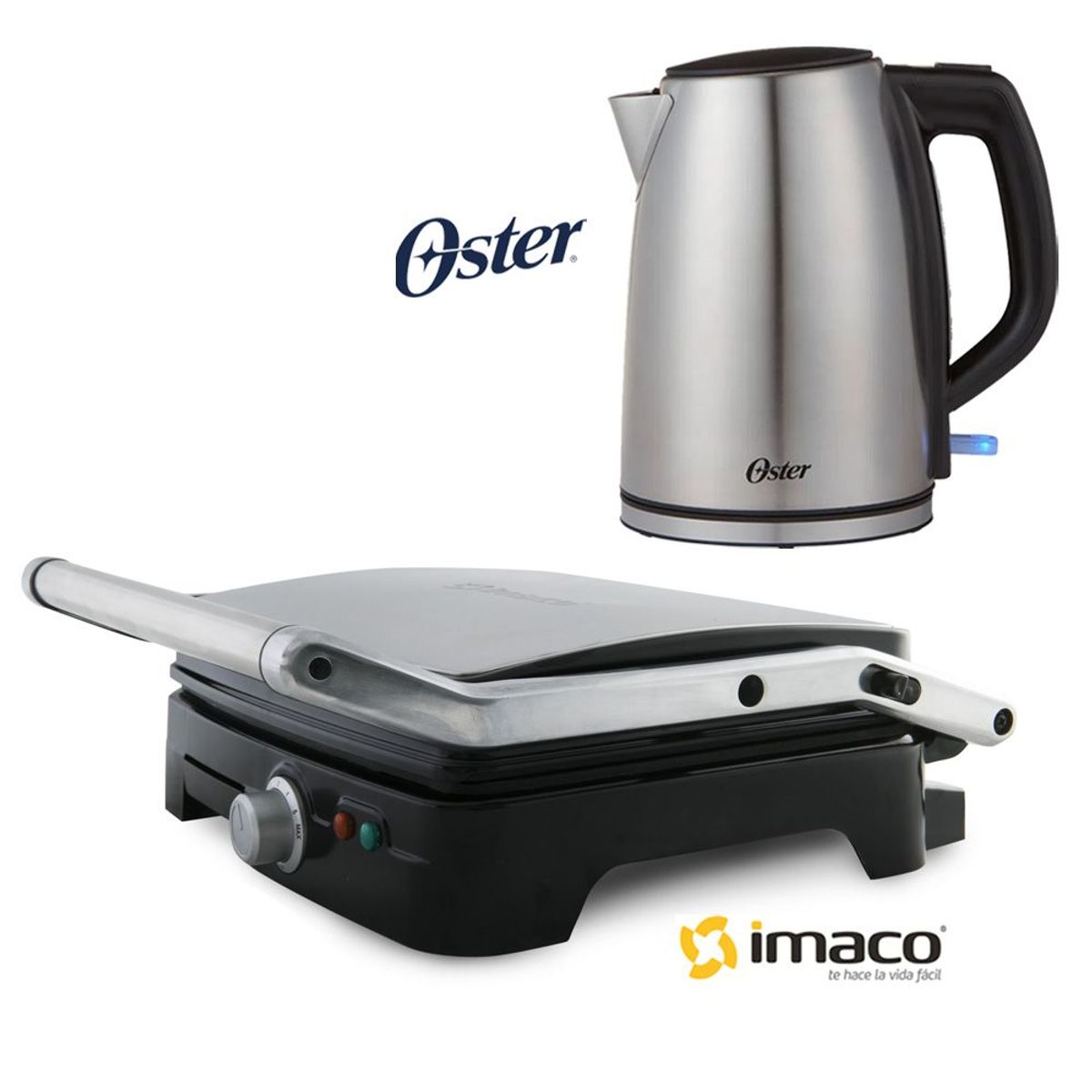 IMACO - Grill Panini Imaco IG2923 + Hervidor BVSTKT673SS Oster 1.7 litros