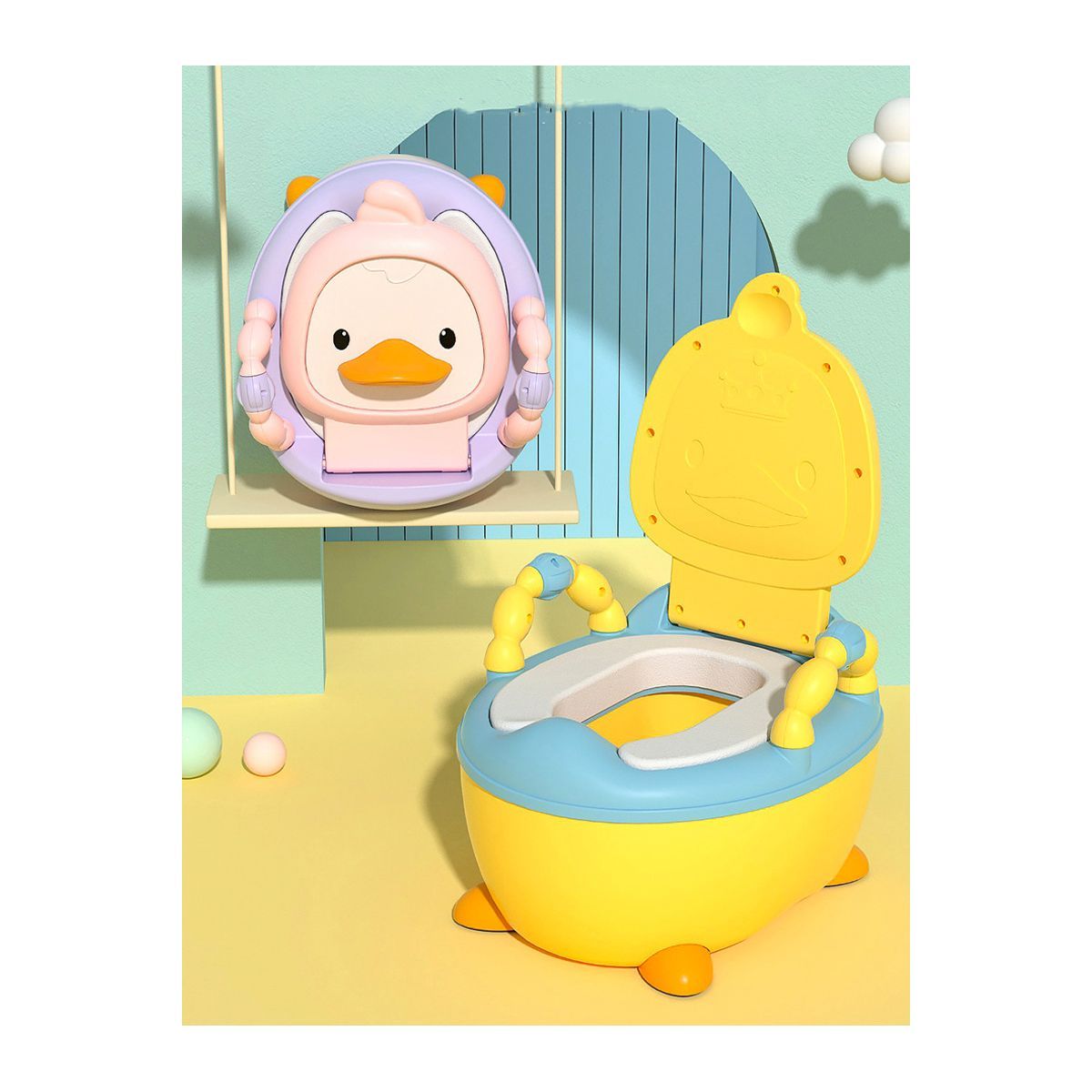 GRETAIL - Bacín Entrenamiento Inodoro Para Bebes Niños Infantil Patito Amarillo