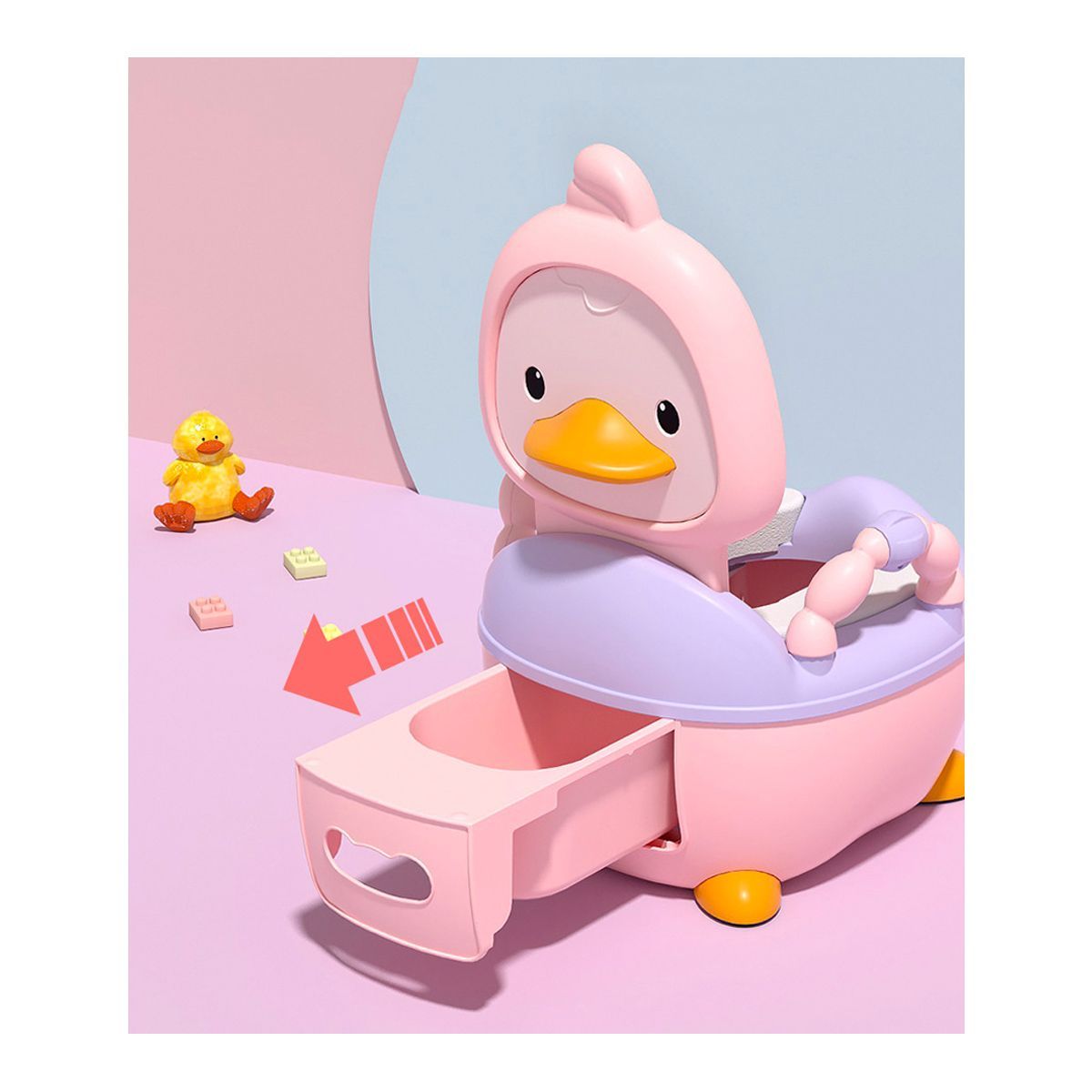 GRETAIL - Bacín Entrenamiento Inodoro Para Bebes Niños Infantil Patito Rosado