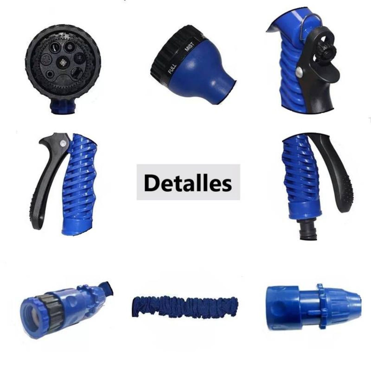 GENERICO - Manguera Verde Retractil hasta 30 Metros Expandible + 7 Chorros