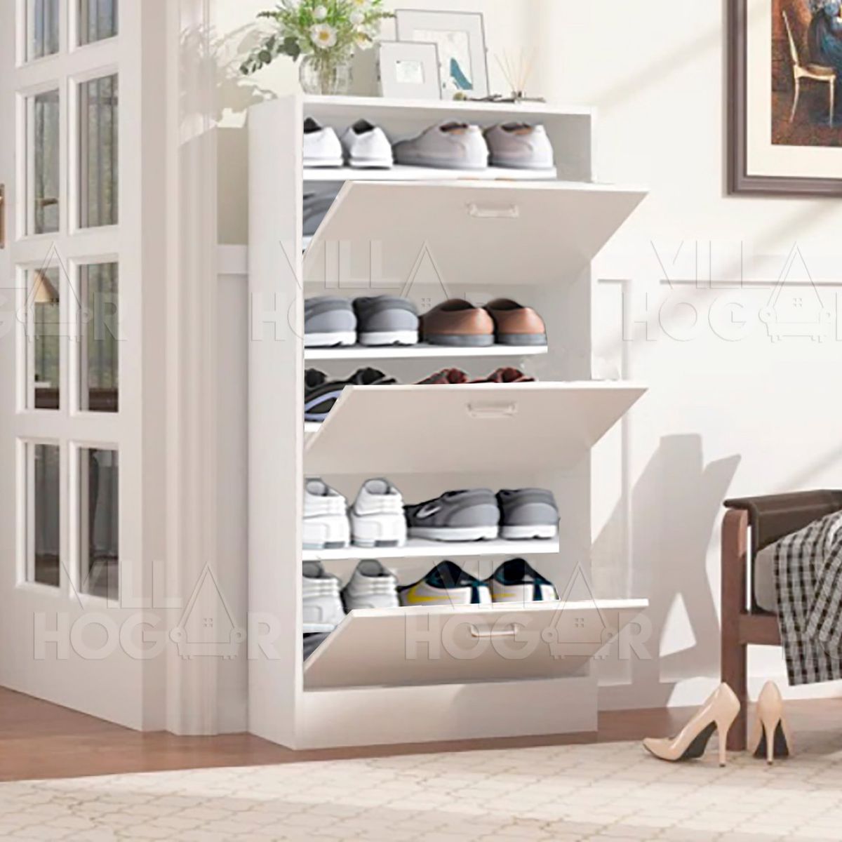 VILLA HOGAR - Zapatera Villa Hogar Small Blanca 3 Cajones
