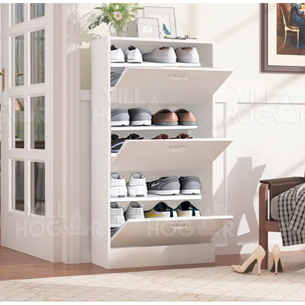 VILLA HOGAR - Zapatera Villa Hogar Small Blanca 3 Cajones