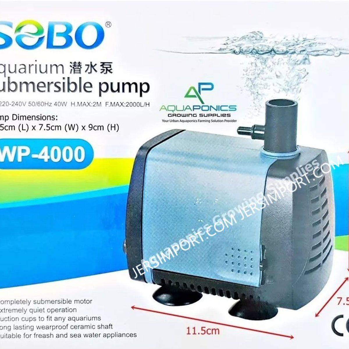 GENERICO - BOMBA SUMERGIBLE SOBO WP-4000 PECERA CASCADA HIDROPONÍA