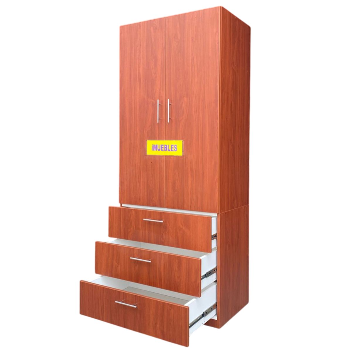 TEMEL - Bonito Ropero Personal 3 Cajones Amplios 2 Puertas Y Sabanera Cedro