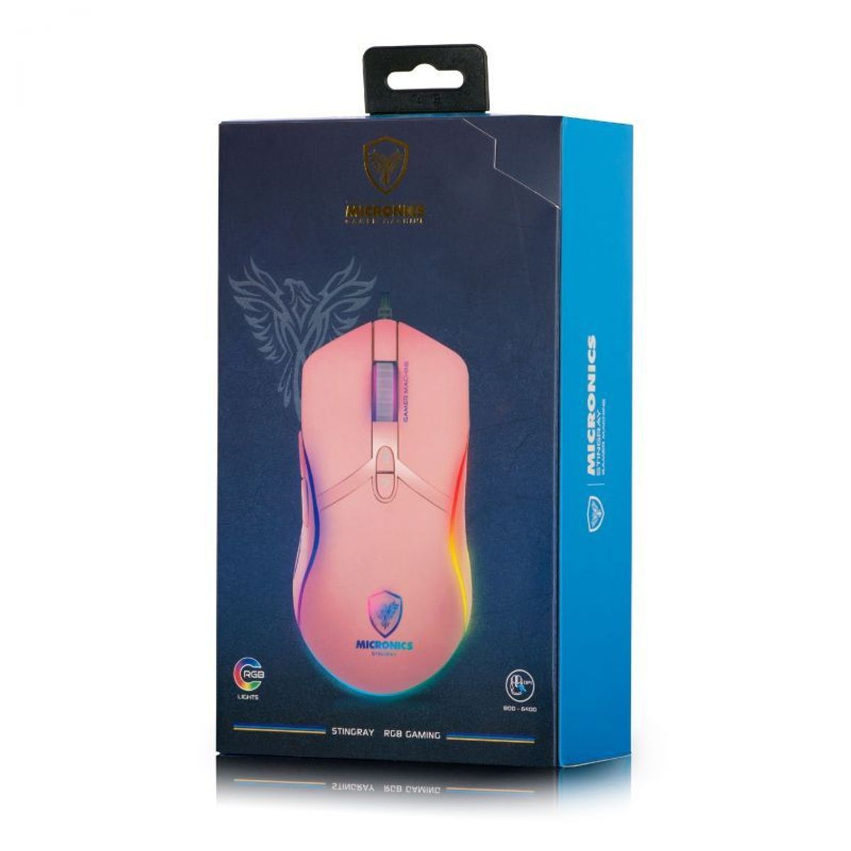 MICRONICS - Mouse Gamer Pink Mujer Rosado Rgb Stingray Machine Micronics