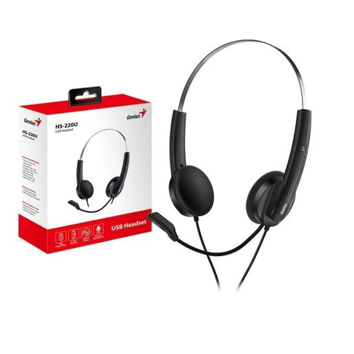 GENIUS - Audifonos Microfono Usb Hs 220U Vincha Genius Call Center