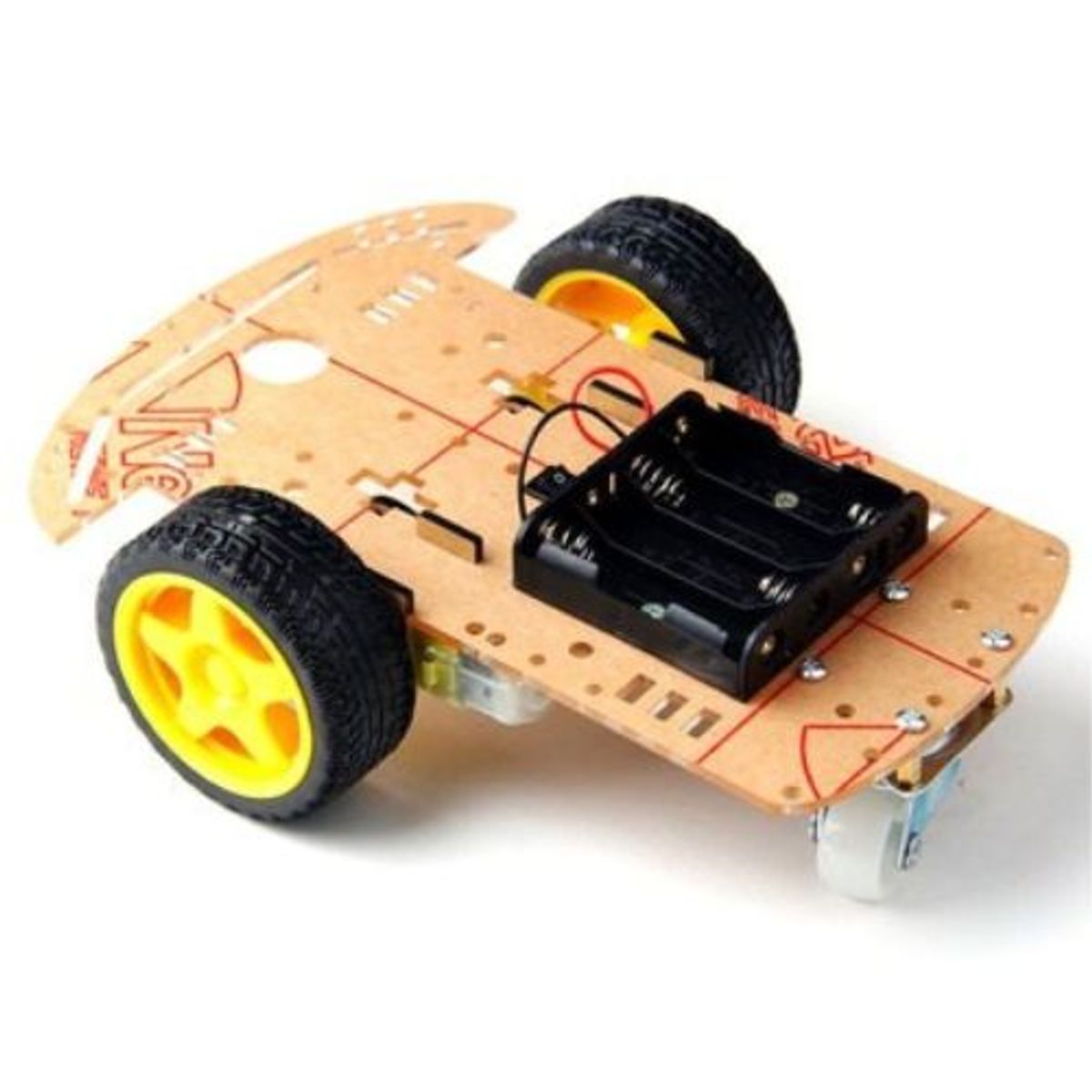 GENERICO - Chasis para Robótica Seguidor de 2 más 1 Ruedas Kit para Ensamblar