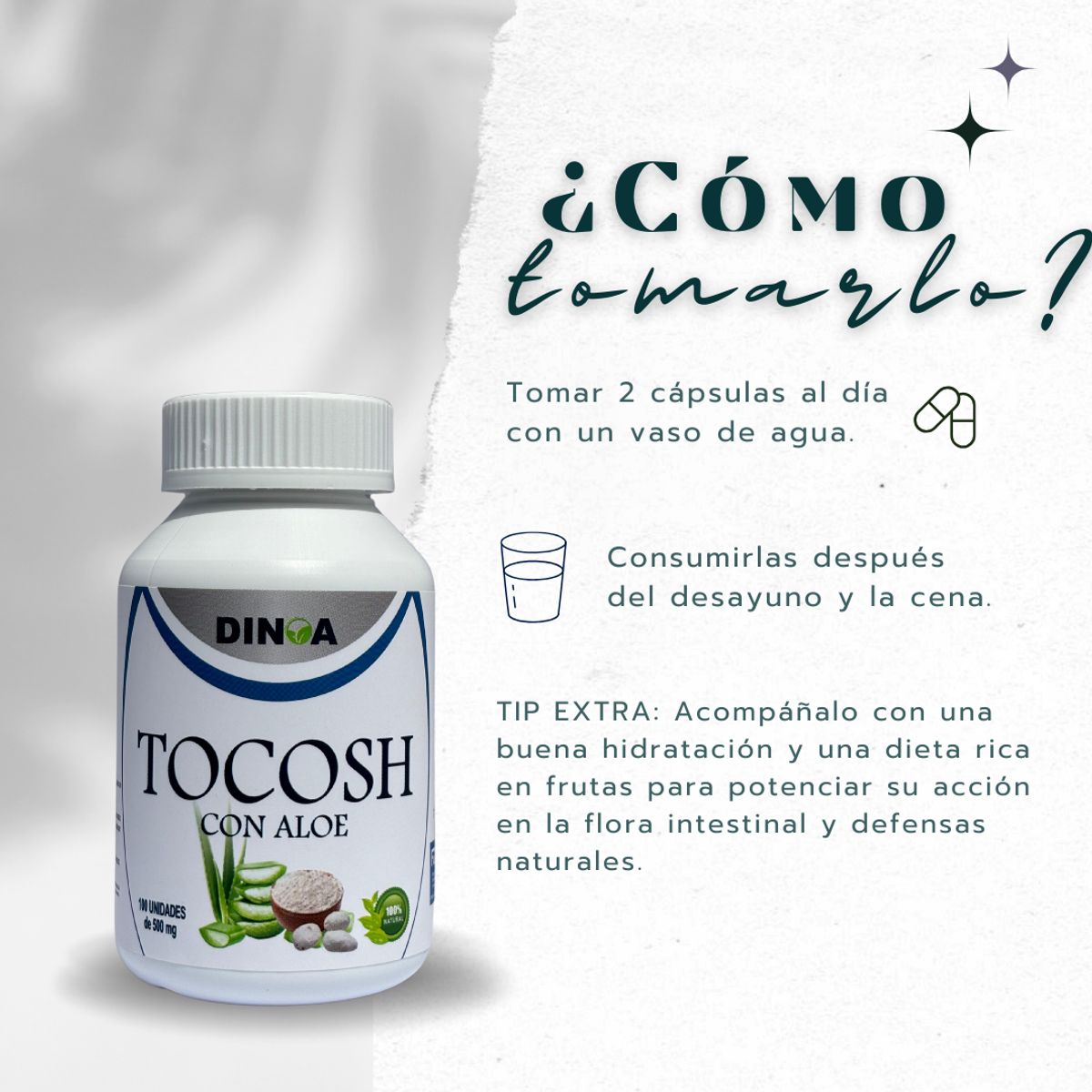 DINOA - Tocosh 100 Cápsulas 500mg Dinoa - Probiótico natural andino