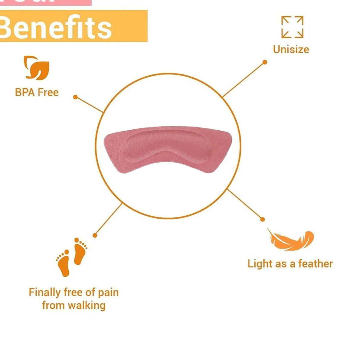 TODO FIT - Protector Talón Extra Suave Comodidad Volumen Rosado