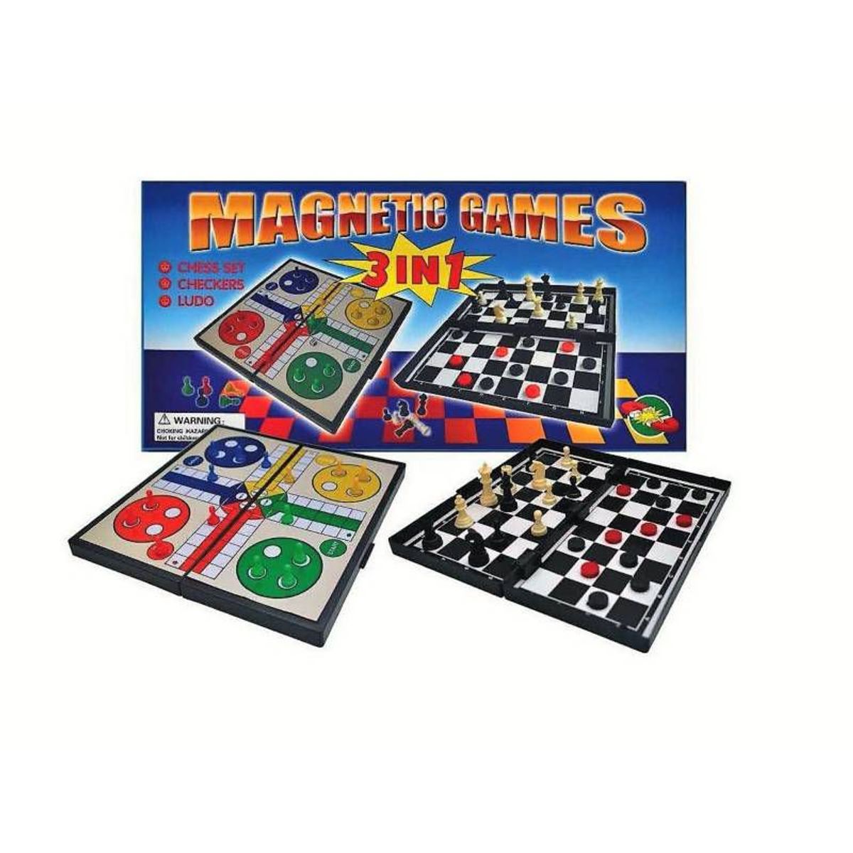 GENERICO - tablero de Ajedrez magnetico 3 en 1 ludo / damas