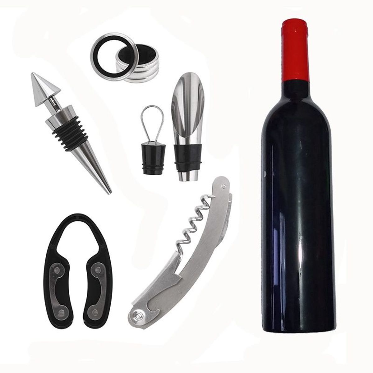 GENERICO - Set Accesorios Para Vino 5 Piezas De Acero Inoxidable