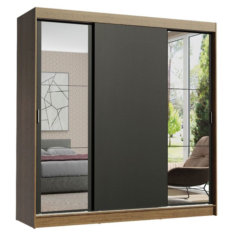MADESA - Ropero Reno 3 Puertas Corredizas 2 Espejos