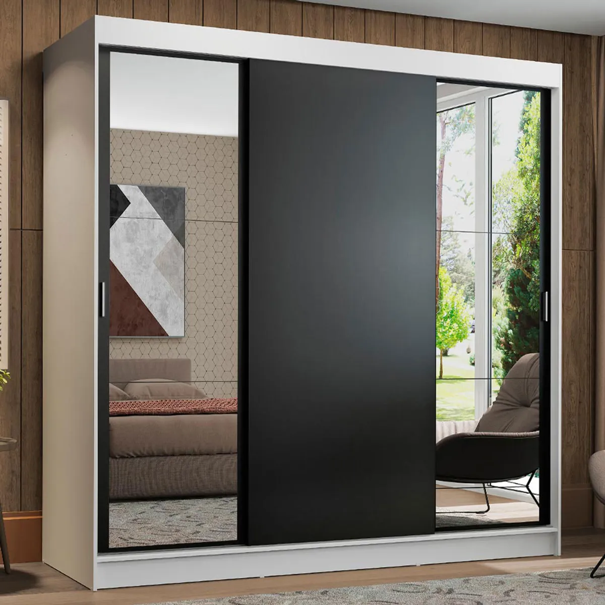 MADESA - Ropero Reno 3 Puertas Corredizas 2 Espejos