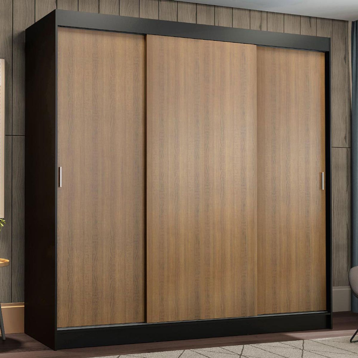 MADESA - Ropero Reno 3 Puertas Corredizas 4 Cajones