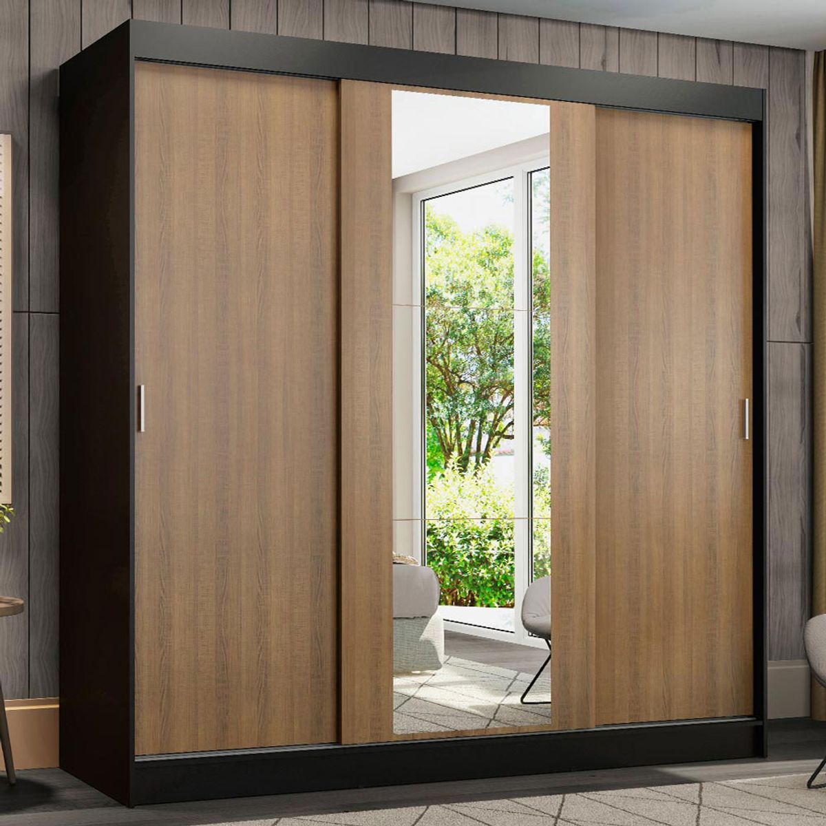 MADESA - Ropero Reno 3 Puertas Corredizas 1 Espejo