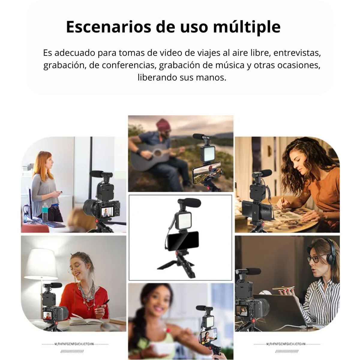 GENERICO - Trípode con Micrófono Luz Led para Celular y Control Bluetooth AY-49