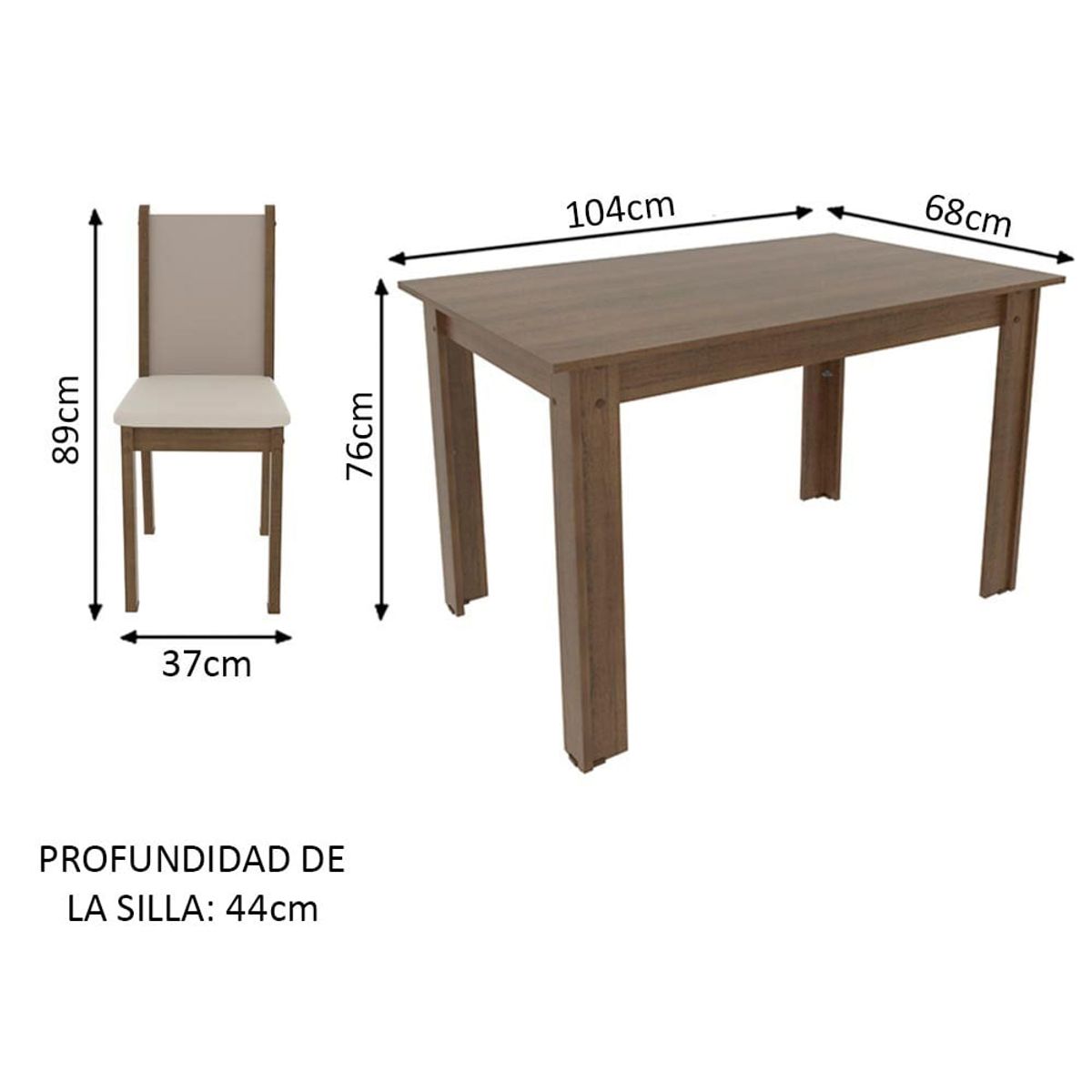 MADESA - Juego de Comedor Cíntia con 4 Sillas