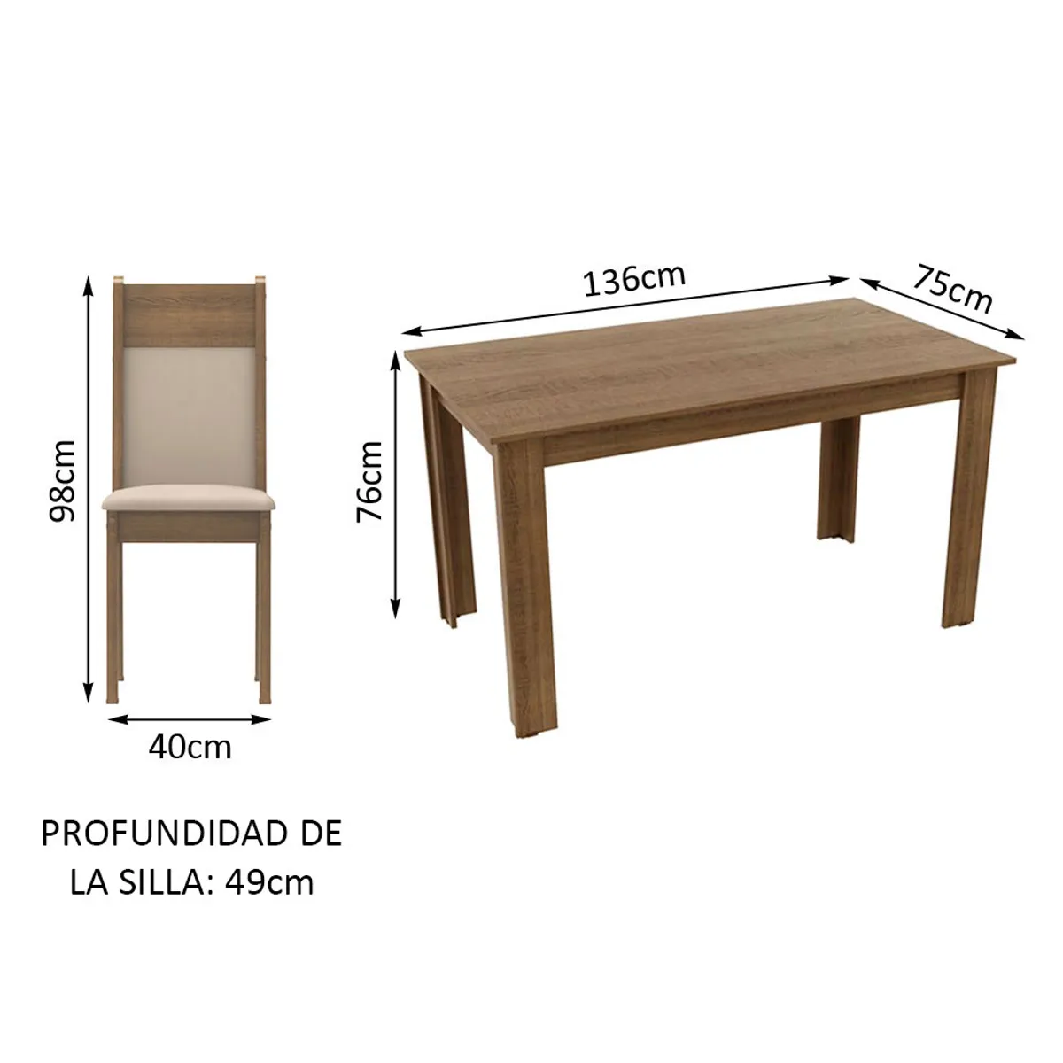MADESA - Juego de Comedor Cali con 4 Sillas