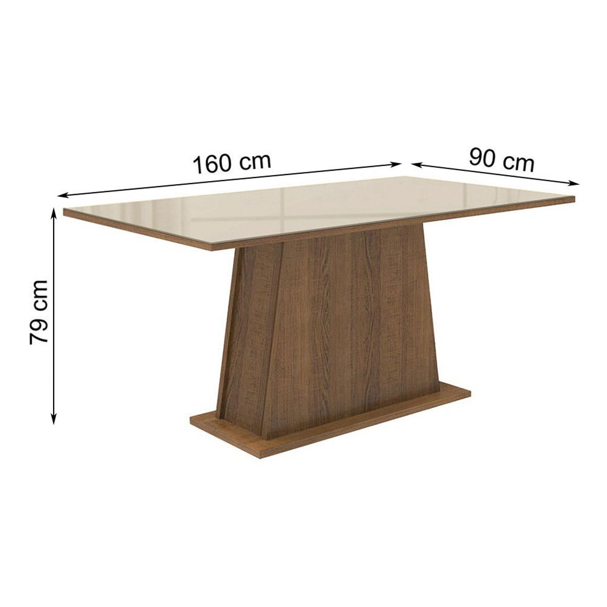 MADESA - Mesa de Comedor Rectangular 6 Puestos con Tablero de Madera y Cristal