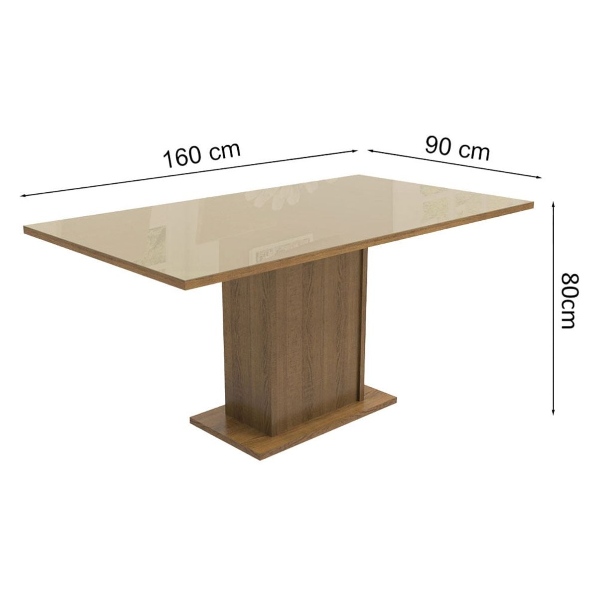 MADESA - Mesa de Comedor Rectangular 6 Puestos con Tablero de Madera y Cristal