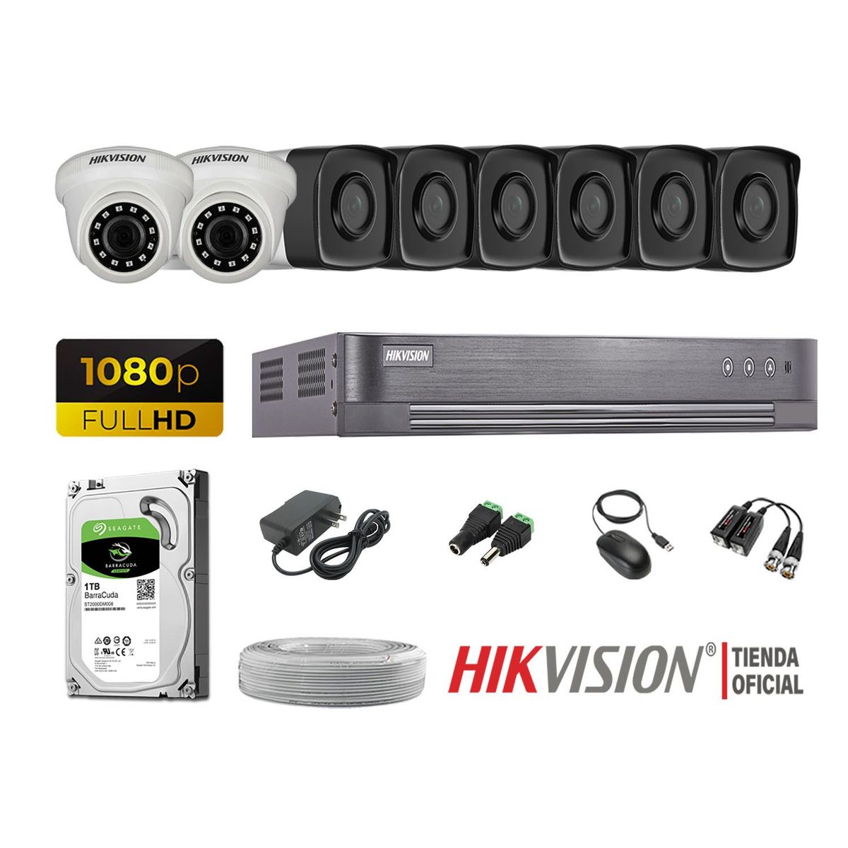 HIKVISION - KIT 8 CÁMARAS SEGURIDAD IT3F 1080P 1TB MAYOR P2P ALCANCE