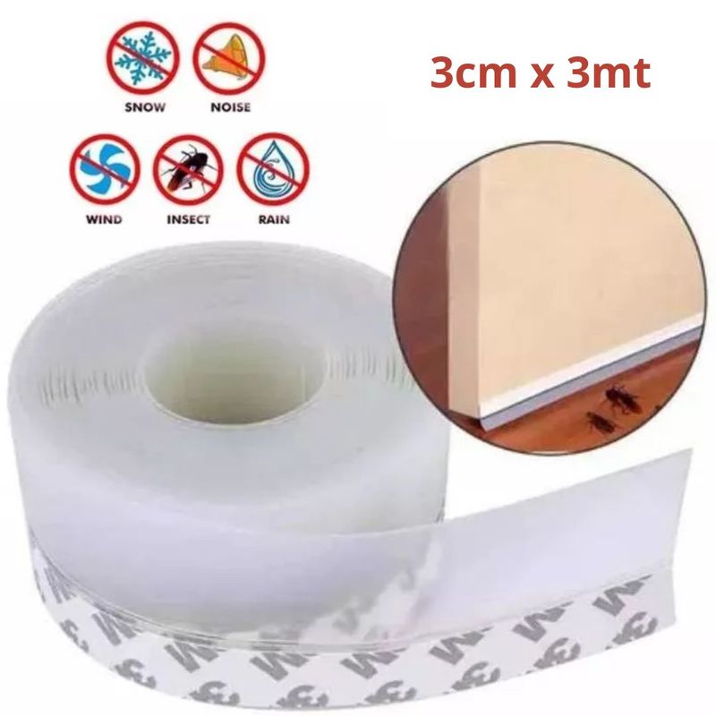 INSPIRA MARKET - Cinta burlete adhesivo protector para sellar puertas y ventanas 3 mt
