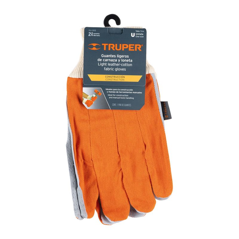 TRUPER - Guantes carnaza y loneta uso ligero Truper.