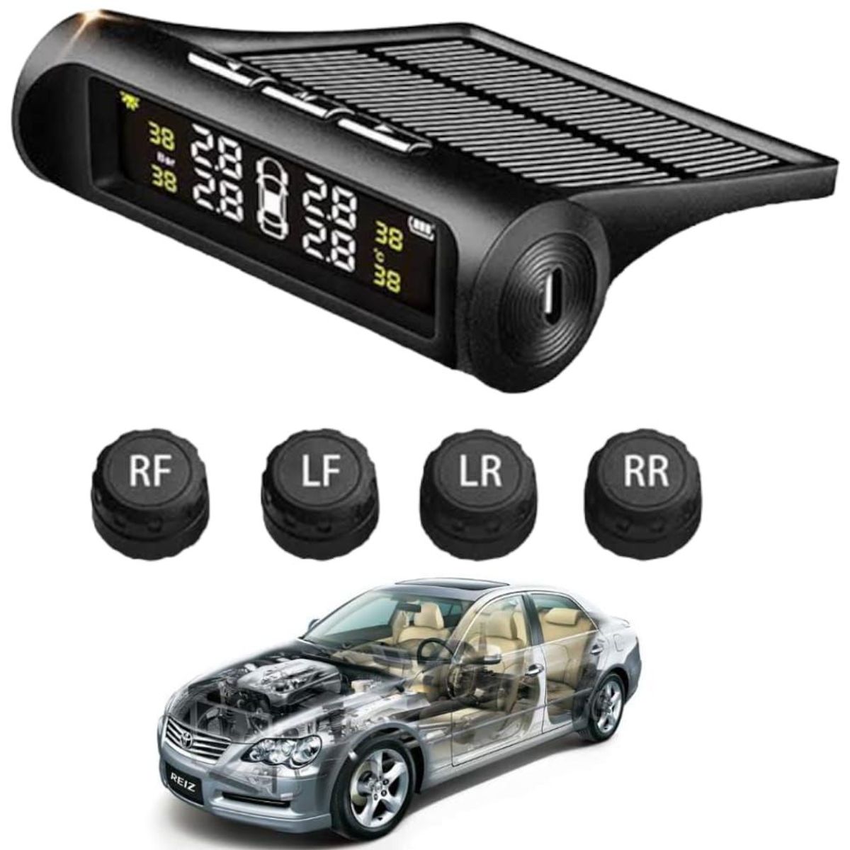 GENERICO - Kit de Medición de Presión Llantas TPMS para Automóvil Solar