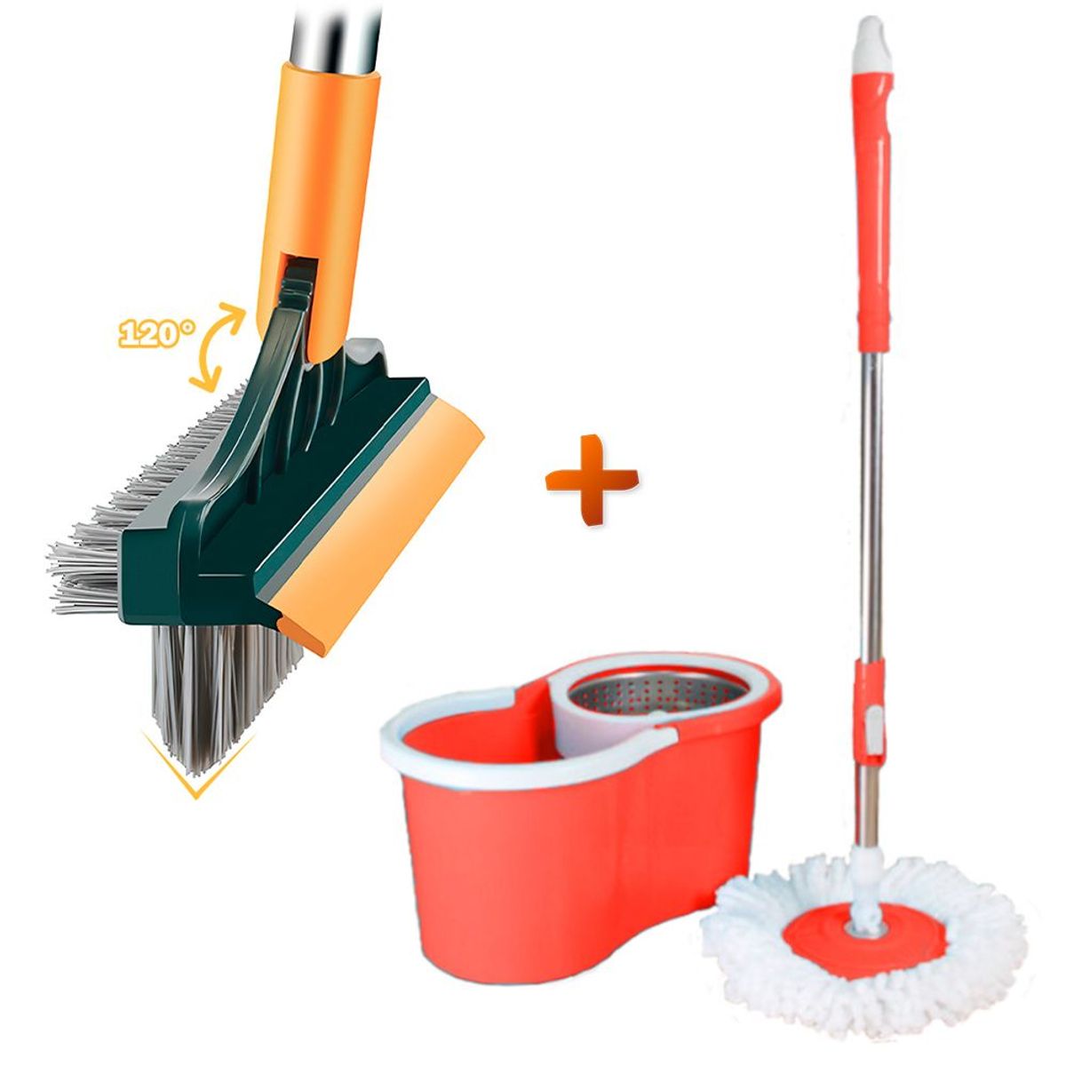 KELLER - Trapeador Escurridor Giratorio RJ Y Escoba Mágica E11 VD