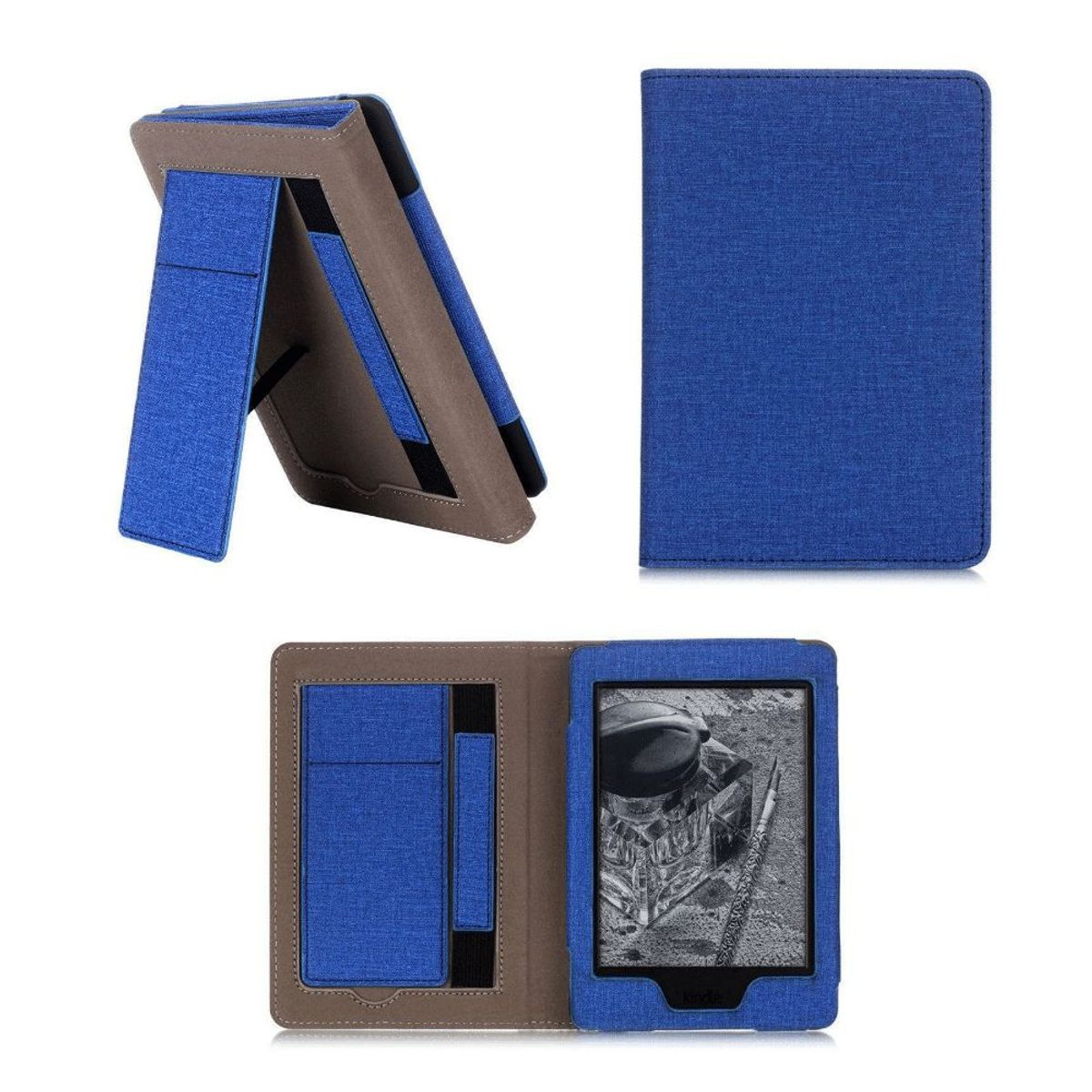 GENERICO - Estuche Kindle Paperwhite 2021 6.8” con Soporte y Correa de Mano Azul