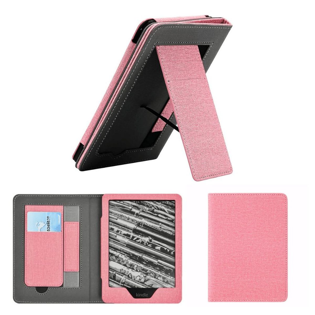 GENERICO - Estuche Kindle Paperwhite 2021 6.8” con Soporte y Correa de Mano Rosa