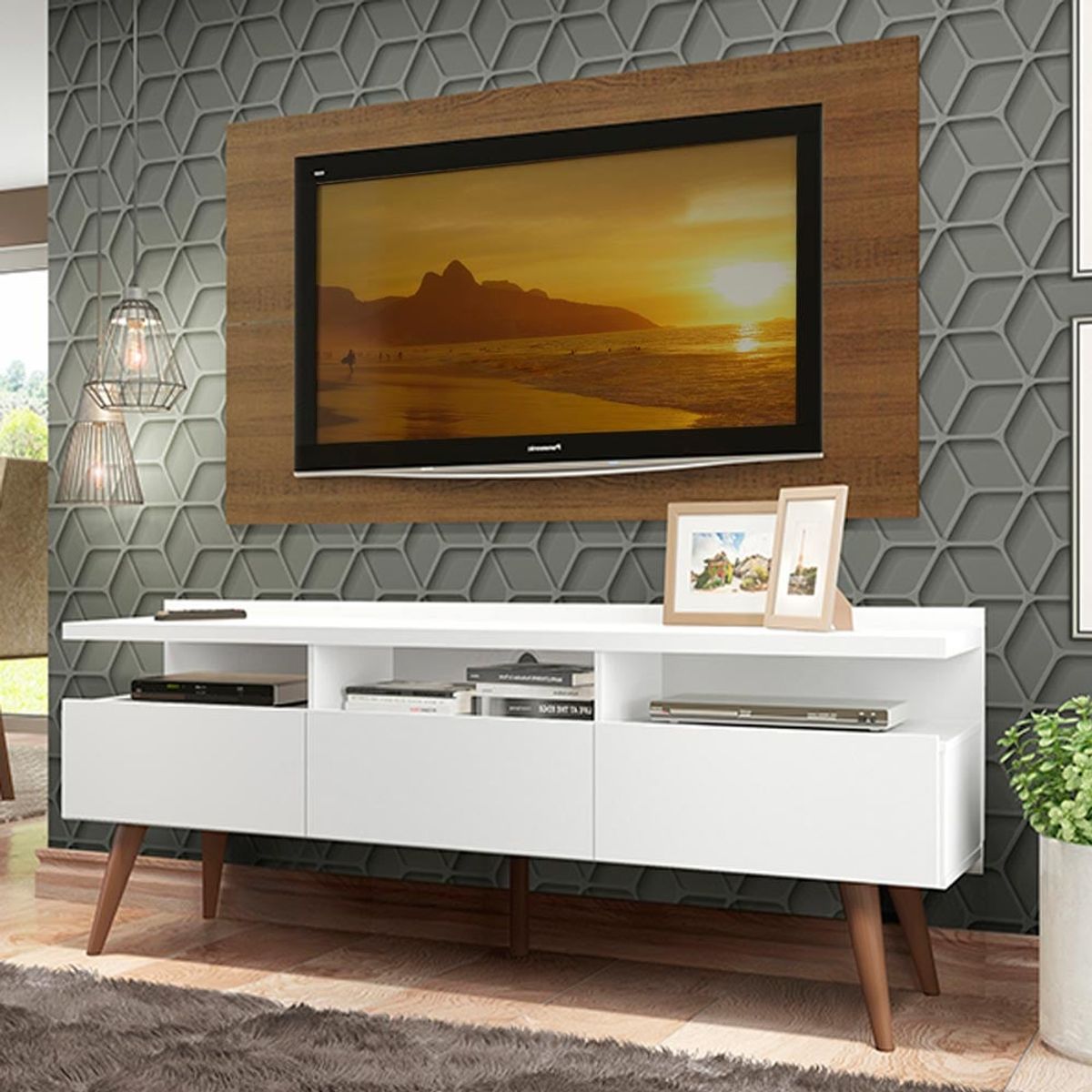 MADESA - Centro Entretenimiento para TV Londres Mesa y Panel Hasta 55 Pulgadas