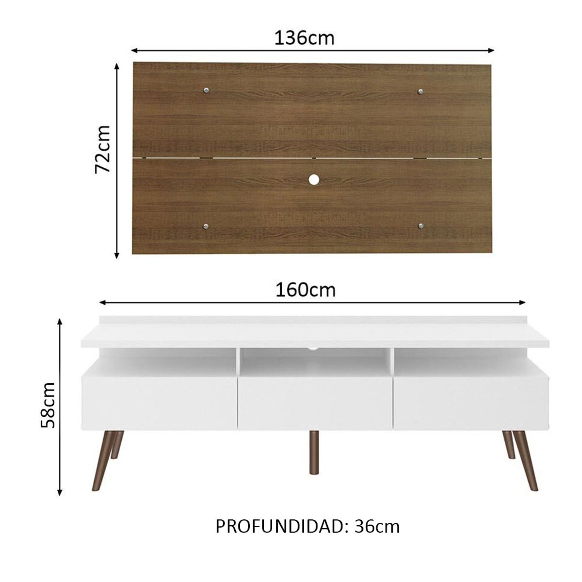 MADESA - Centro Entretenimiento para TV Londres Mesa y Panel Hasta 55 Pulgadas
