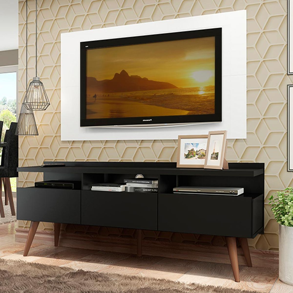 MADESA - Centro Entretenimiento para TV Londres Mesa y Panel Hasta 55 Pulgadas