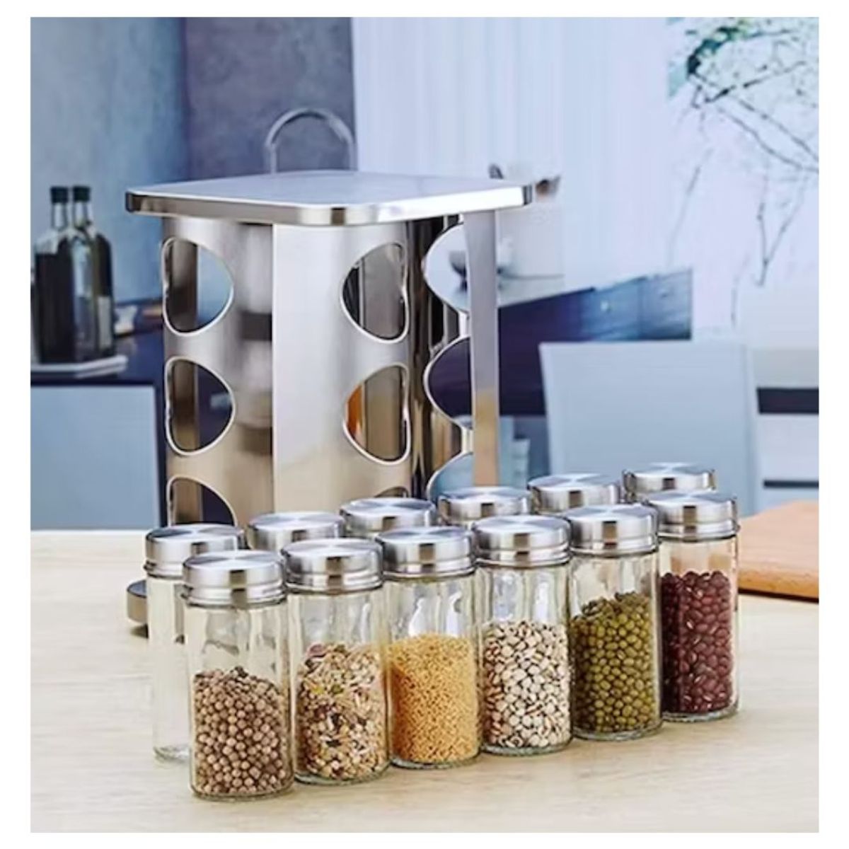 OEM - Condimentero de Vidrio con Base Metálica 12 Frascos